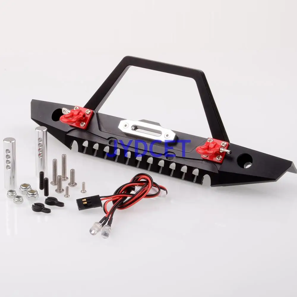 

CNC RC 1/10 AXIAL SCX10 Crawler Metal Front Bumper Spare Tire Carrier LED