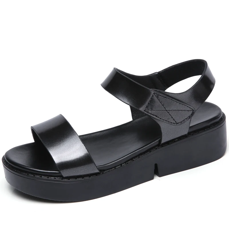 O16U/Лето г.; босоножки на плоской подошве из металлизированной кожи; женская обувь; Серебристые сандалии на платформе с ремешком на щиколотке; цвет черный, золотистый; женская обувь - Цвет: No1 Black D285