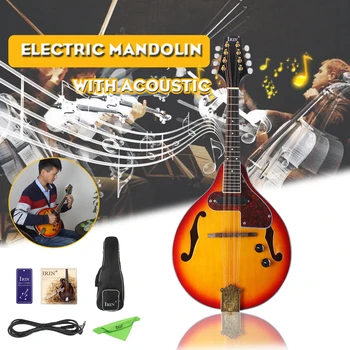 

8-String Electric Mandolin A Style Rosewood Fingerboard Adjustable String Instrument with Cable Strings Picks Bag