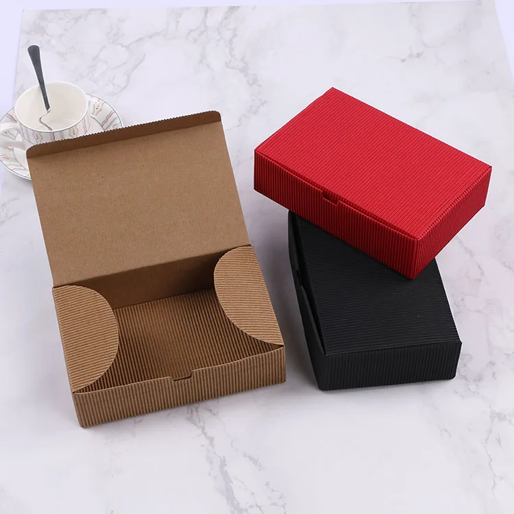 

40 X Black & Brown Kraft Paper Corrugated Mooncake Boxes Wedding Handmade Food Package Packaging Gift Box 18.2*12*5CM