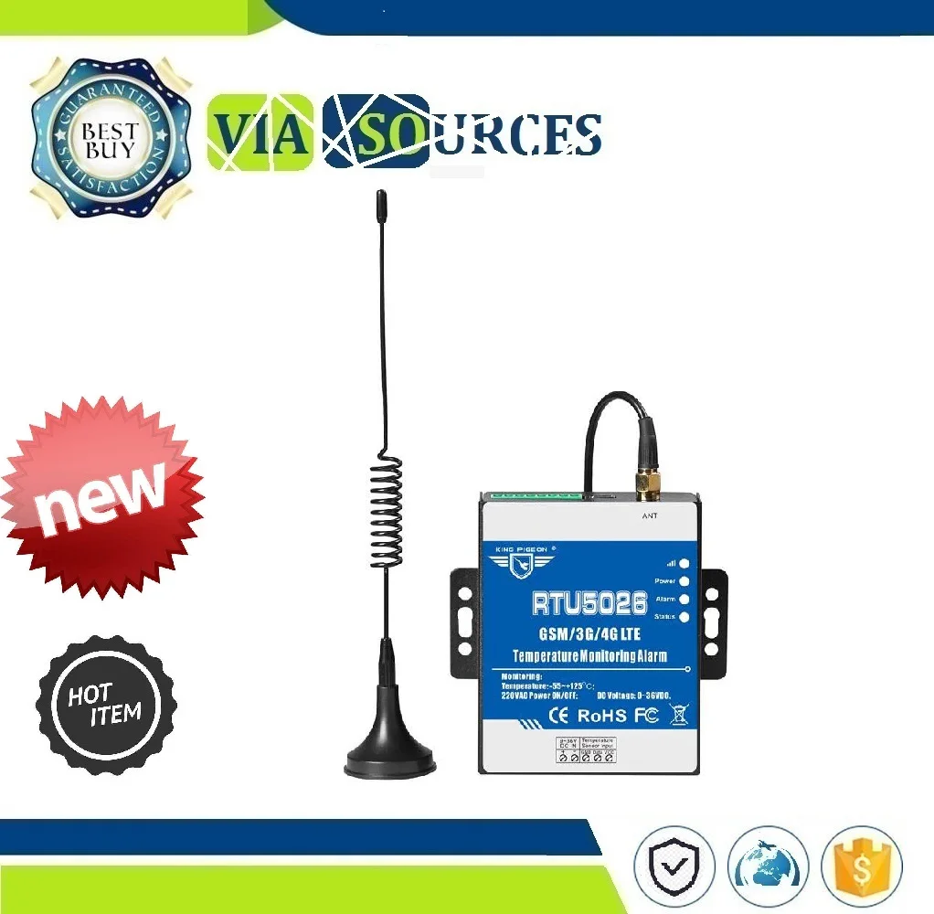 

RTU5026 GSM Telemetry Temperature Monitoring AlarmSupport Remote Reset Reboot by SMS Measuring -55 to 125 Celsius Degree