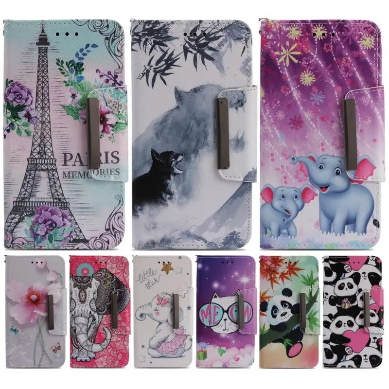 

Luxury Cute Cat Tiger Elephant Panda Case For Sony Xperia XZ2 Compact Premium Z5 Fundas Wallet Stand Flip Leather Case Capa P03Z