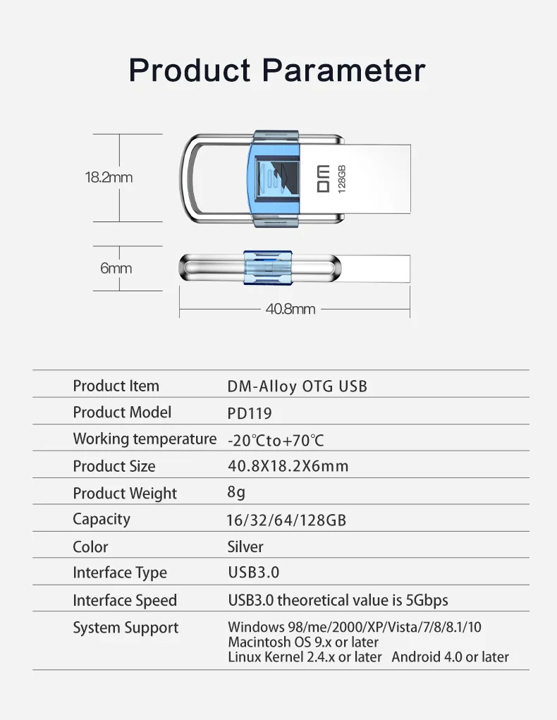 DM PD119 USB флеш-накопитель 32 Гб OTG металлический USB 3,0 флеш-накопитель 64 Гб Тип C высокоскоростной мини-флеш-накопитель карта памяти