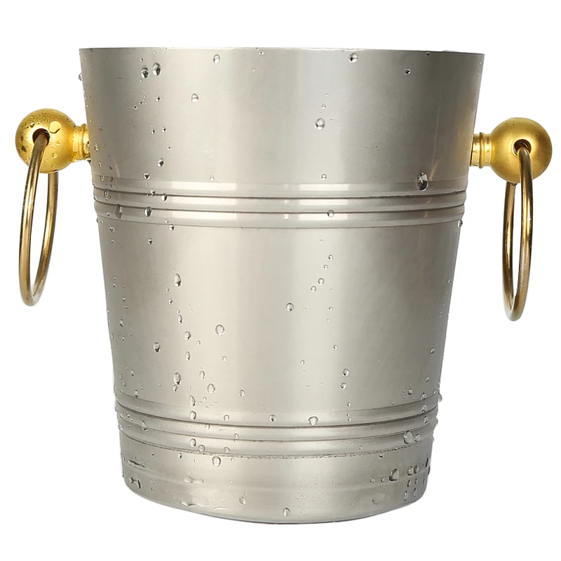 

304 stainless steel champagne ice bucket beer barrel ice wine barrel luxury 5L gold handle champagne buckets