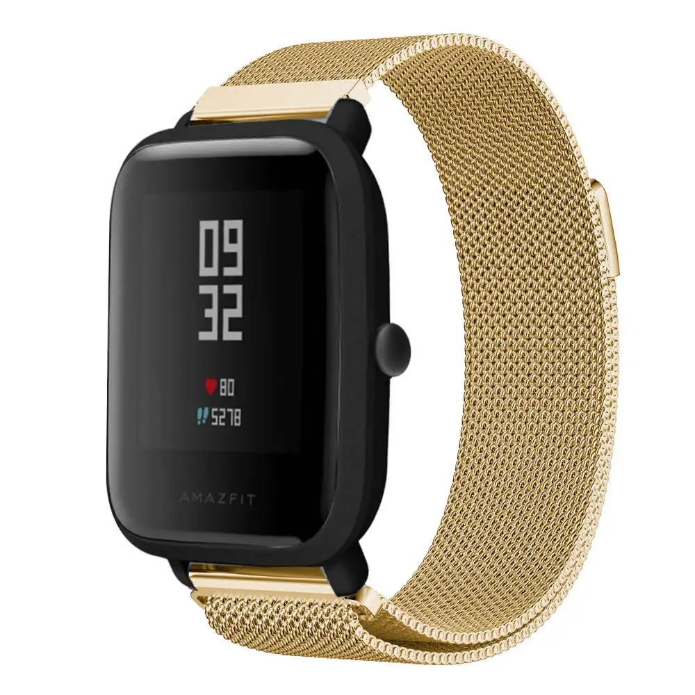 Ремни для Xiaomi Huami Amazfit Bip BIT Lite Youth Milanese loop Смарт-часы ремешок для браслета amazfit 20 мм спортивный браслет - Цвет ремешка: gold