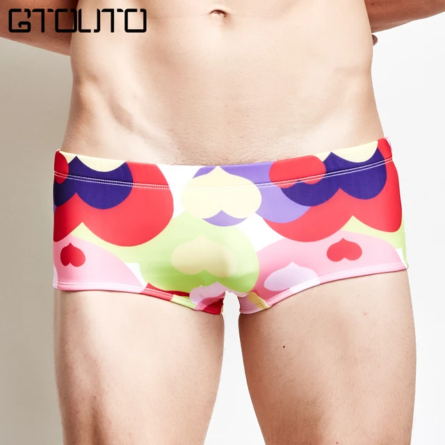 Best Offers GTOUTO Men's Swimming Trunks Gay Swimboxer Penny Board Smelting Swim Shorts Bathing Suit Men Swimwear Briefs Swimsuit E406-HEART