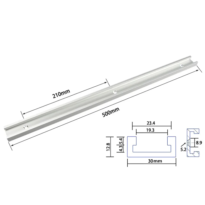 Алюминиевый сплав Т-треки слот Торцовочная дорожка и Торцовочная планка слайдер Настольная пила Торцовочная штанга Деревообрабатывающие инструменты верстак DIY - Цвет: 1Pc 500mm T-track