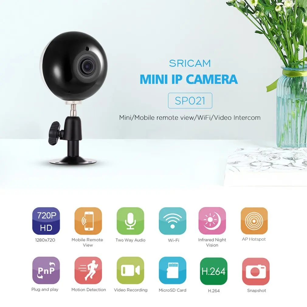 

Sricam SP021 Panoramic IP Camera 720P HD IR-CUT Night Vision Motion Detection Home Security Video Camera WiFi Wireless Camera