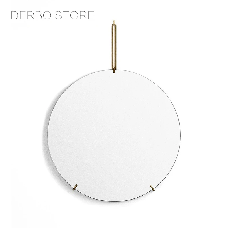Модное популярное Скандинавское современное металлическое круглое настенное декоративное круглое зеркало, классическое Золотое зеркало 1 шт