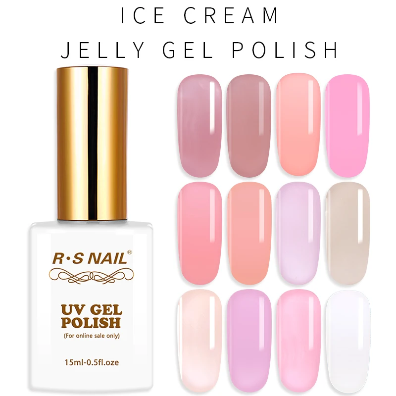 

RS NAIL Transluscent Color Jelly Gel Polish Semi Transparent Nail Gel Lacquer UV LED Esmalte Permanente Gellak Hybrid 15ml
