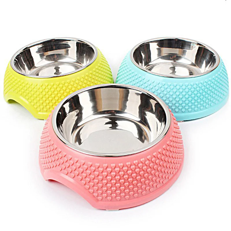 

New Pet Equipment Environmental Protection Material Stainless Steel Dog Bowl Solid Drop-proof Candy Color Cat Bowl Feeder