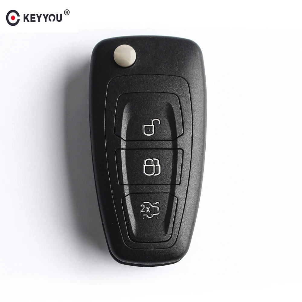 

KEYYOU 3 Buttons Flip Folding Car Remote Key Shell For Ford Focus 3 Fiesta connect mondeo c max Fob Key Case with HU101 Blade