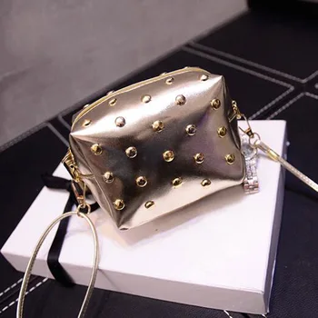 

300pcs/lot Fashion Women's Ladies' Studded PU Leather Shoulder Bag Messenger Bag Clutch Bags Retro Mini Design Versatile