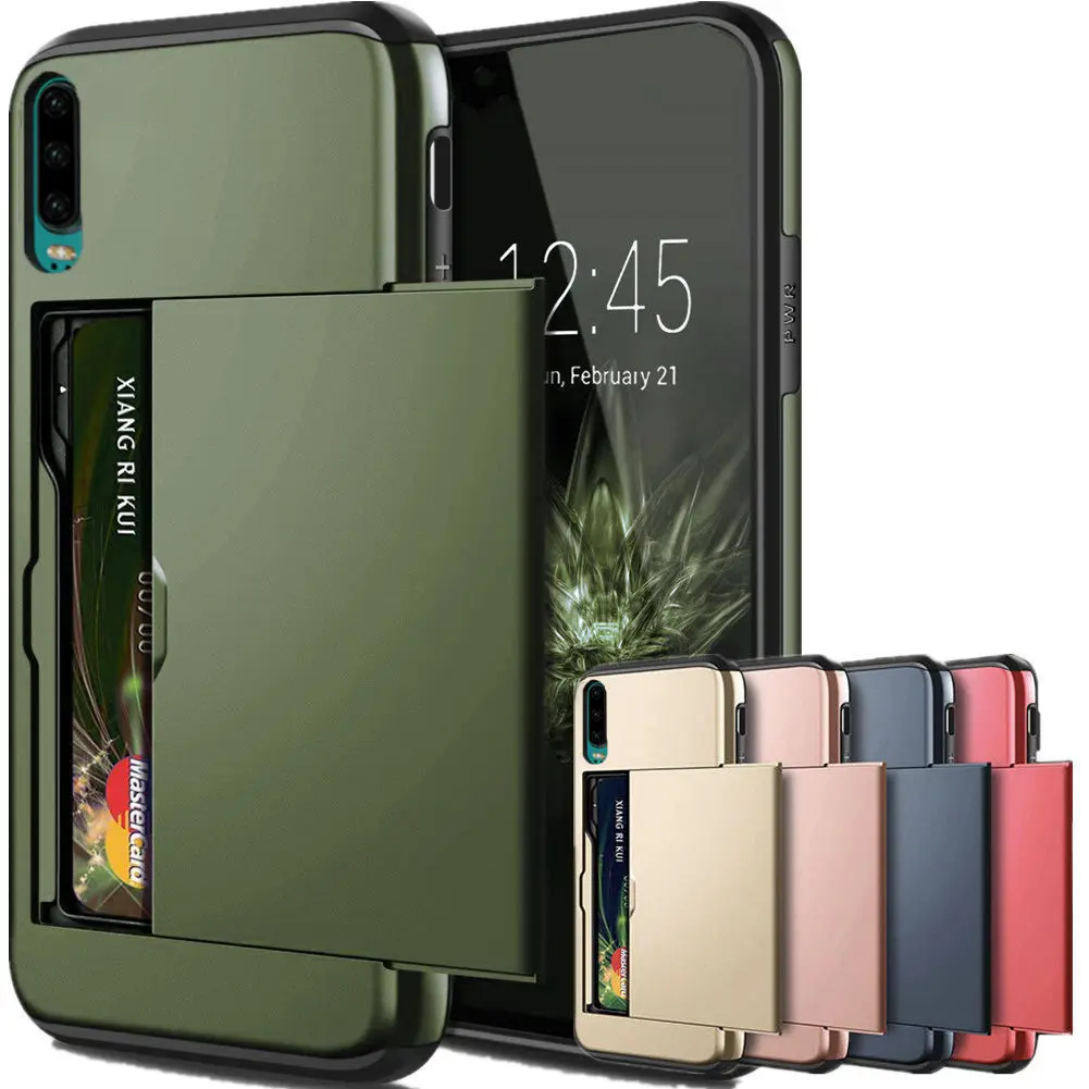 

For Huawei P30 Pro P30 Case Business Slide Armor Wallet Card Slots Holder Cover for For Huawei P30 P30Pro For P30pro