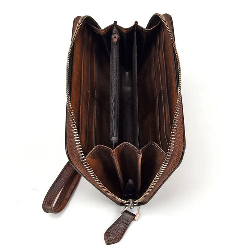 New Flower Vintage Genuine Leather Women Wallet Large Compartment Long Leather Female Clutch Purse