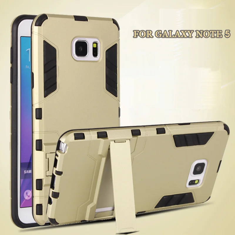 

CAPSSICUM New Armor Case for Samsung Galaxy Note 5 N9200 PC+Silicone Hard Antiknock Shockproof Kickstand Back Cover Shell