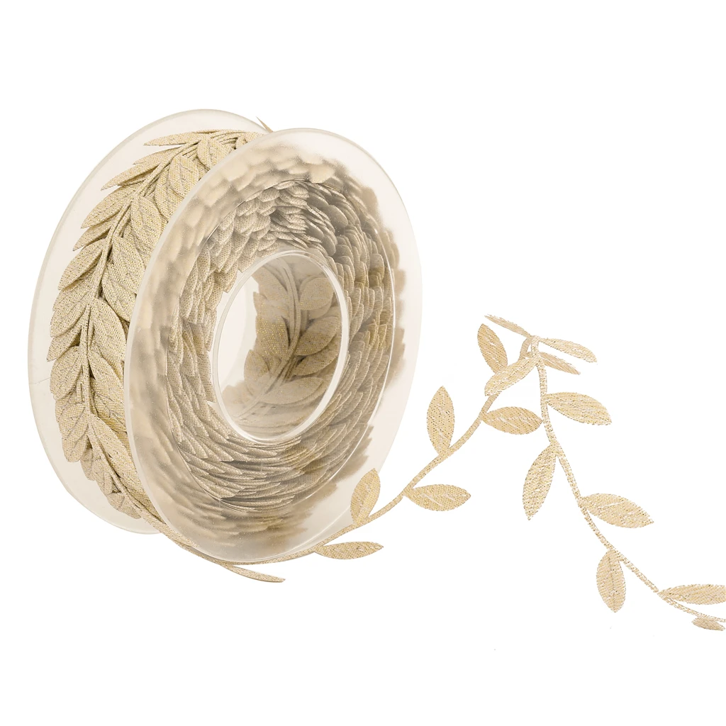DIY 15m Leaves Ribbon Trim Wreath for Wedding Birthday Christmas Wall Crafts Dress Clothes Party Decor Scrapbooking Cardmaking