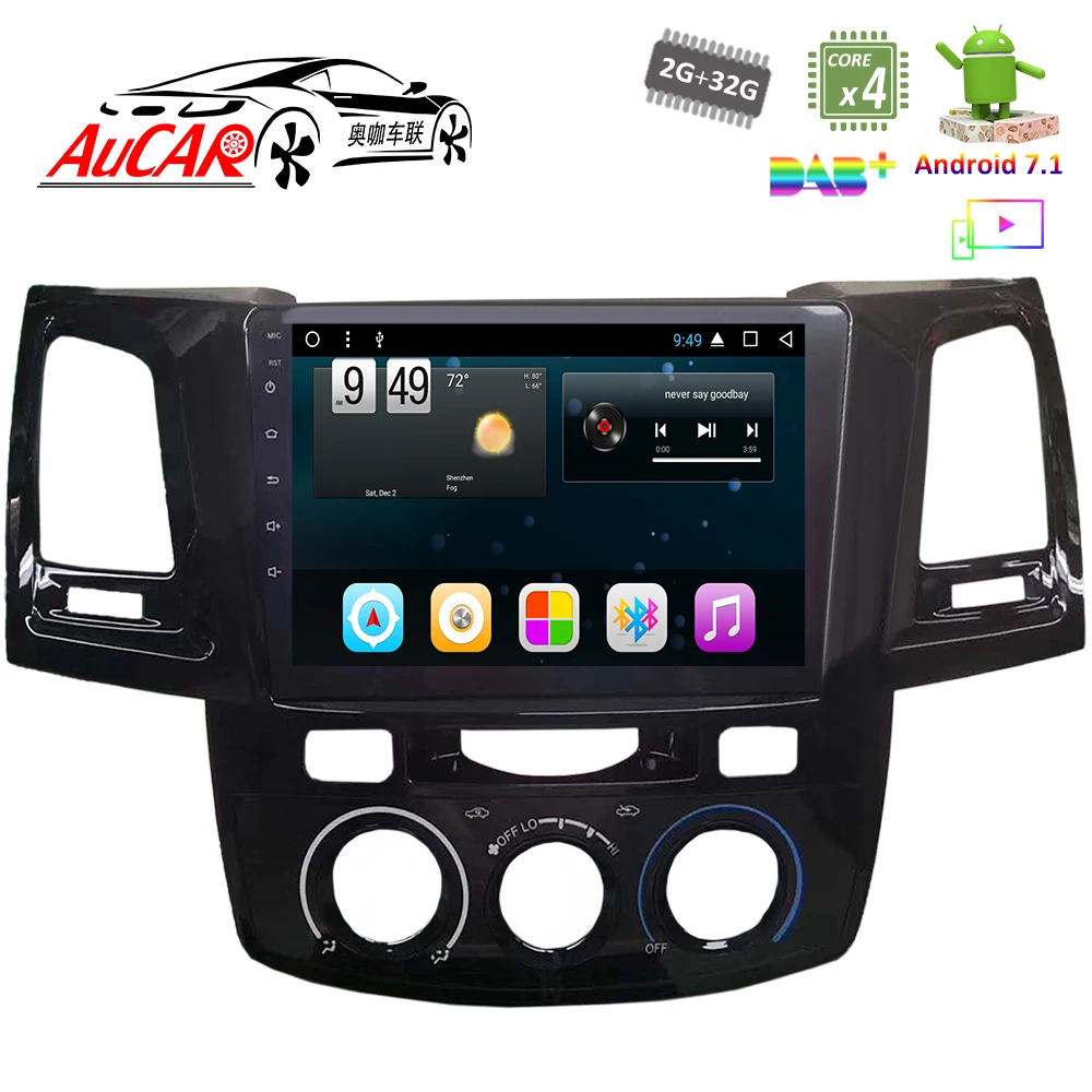 Автомобильный DVD плеер 9 дюймов Android 7 1 для Toyota Fortuner 2013 2015 GPS навигация радио с Bluetooth