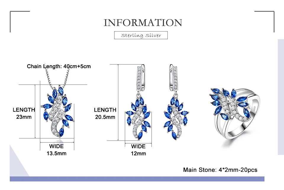 UMCHO Sapphire 925 sterling silver jewelry sets for women S029S-1 pc (2)