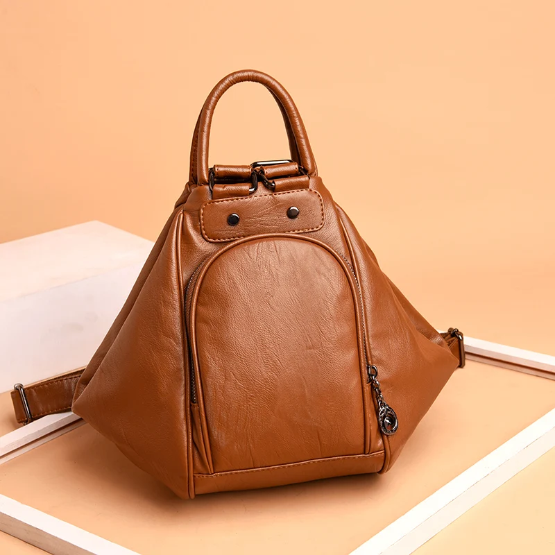 3-en-1 Mochila multifunción las mujeres Mochila bolso de cuero de la Escuela para niñas Mochila de moda 2019 nueva viaje de vuelta paquete Sac principal