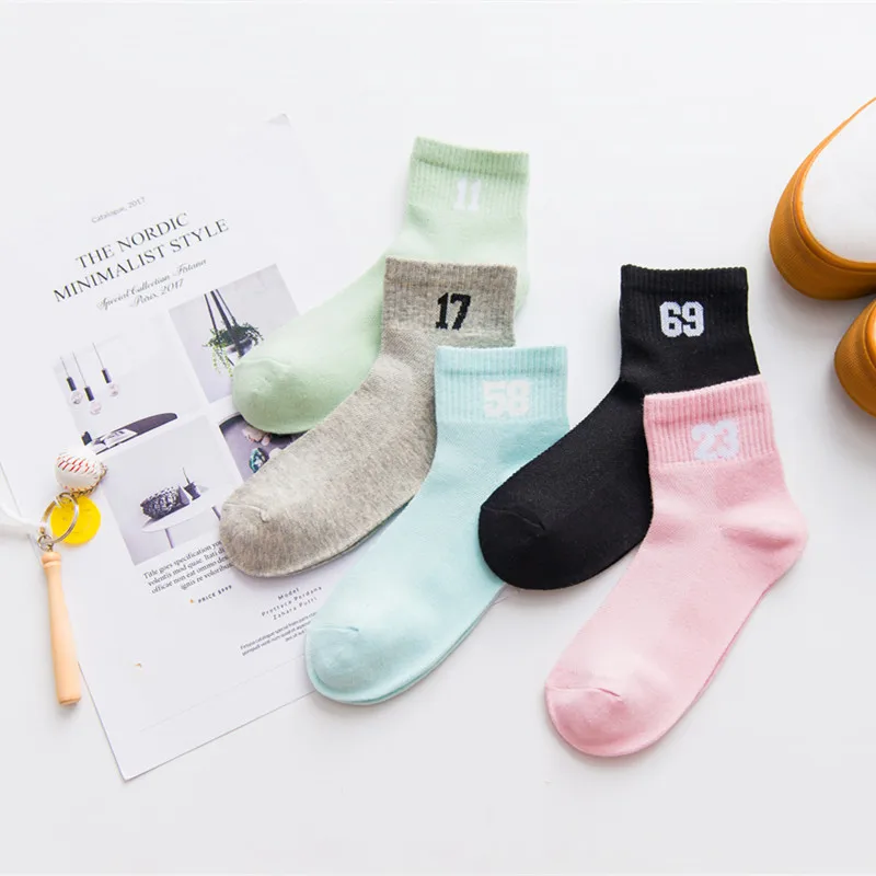 

Women cotton socks unisex letter digital number double stripe pattern harajuku sox cool skateboard socks art hipster sokken