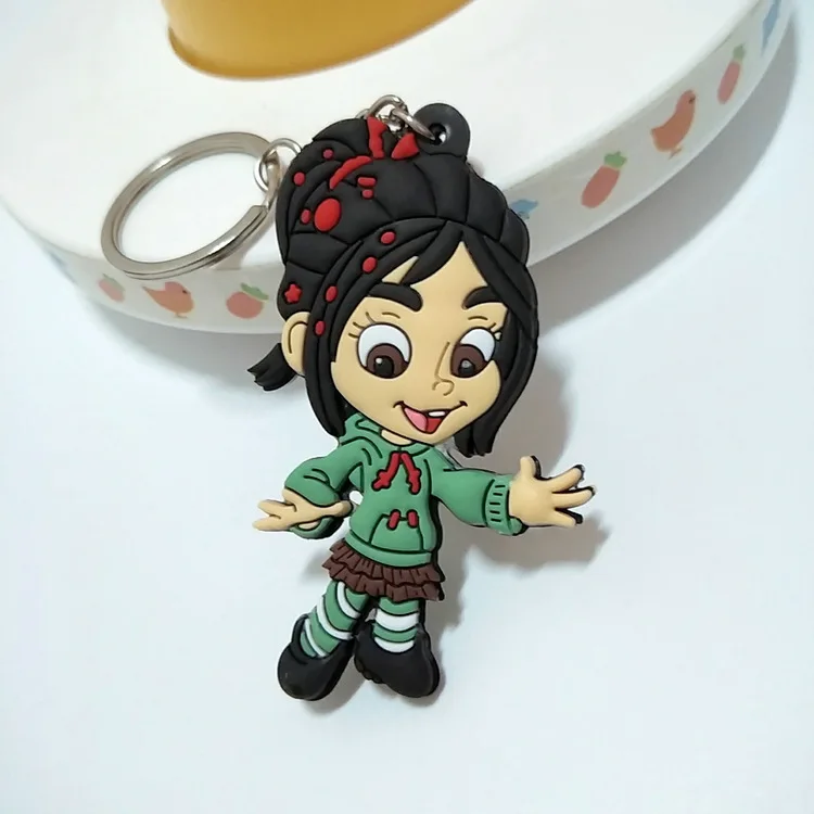 Wreck-It Ralph de dibujos animados de PVC llavero chica de caramelo Vanellope von Schweetz silicona para llaves colgante llavero accesorio de la joyería