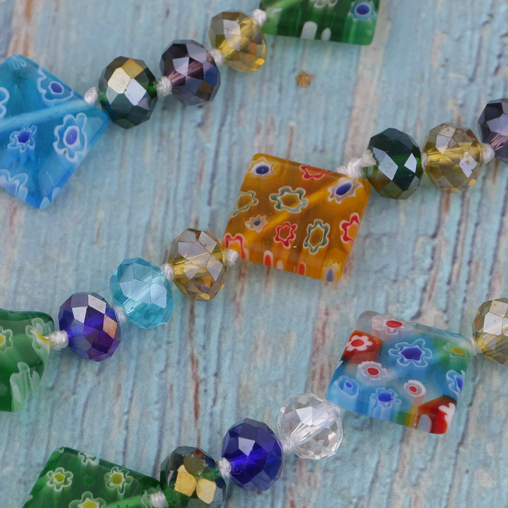 1 Strand of Millefiori Lampwork Glass Beads for Jewelry Making Necklace,Bracelets Supply,Women Fashion Jewelry Romantic Present