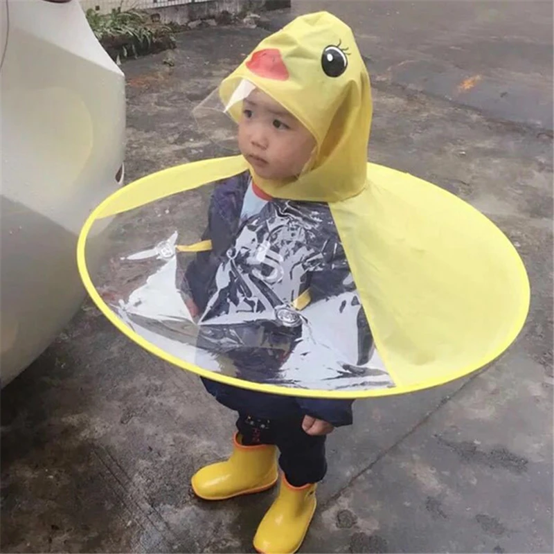Funny Raincoat UFO Cap Umbrella Child Kid Adult Folding Fishing Rain