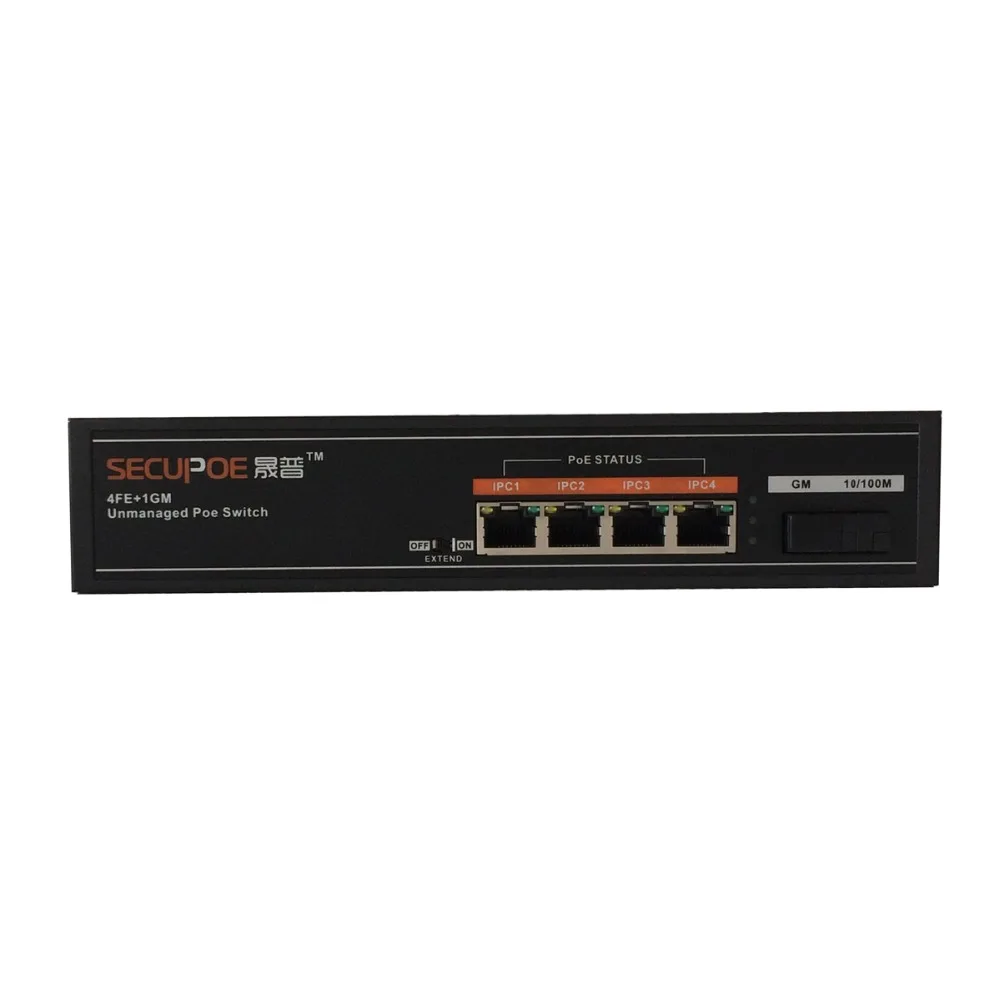 SECUPOE 4 Порты и разъёмы коммутатор питания через Ethernet 10/100 M 1 волоконно оптический