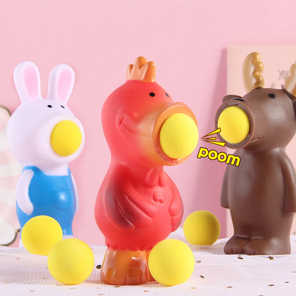 New Creative Soft Rabbit Animal Pop out Shoot Ball Anti-Stress Squeeze Kids Toy Gift Soft Sticky Stress