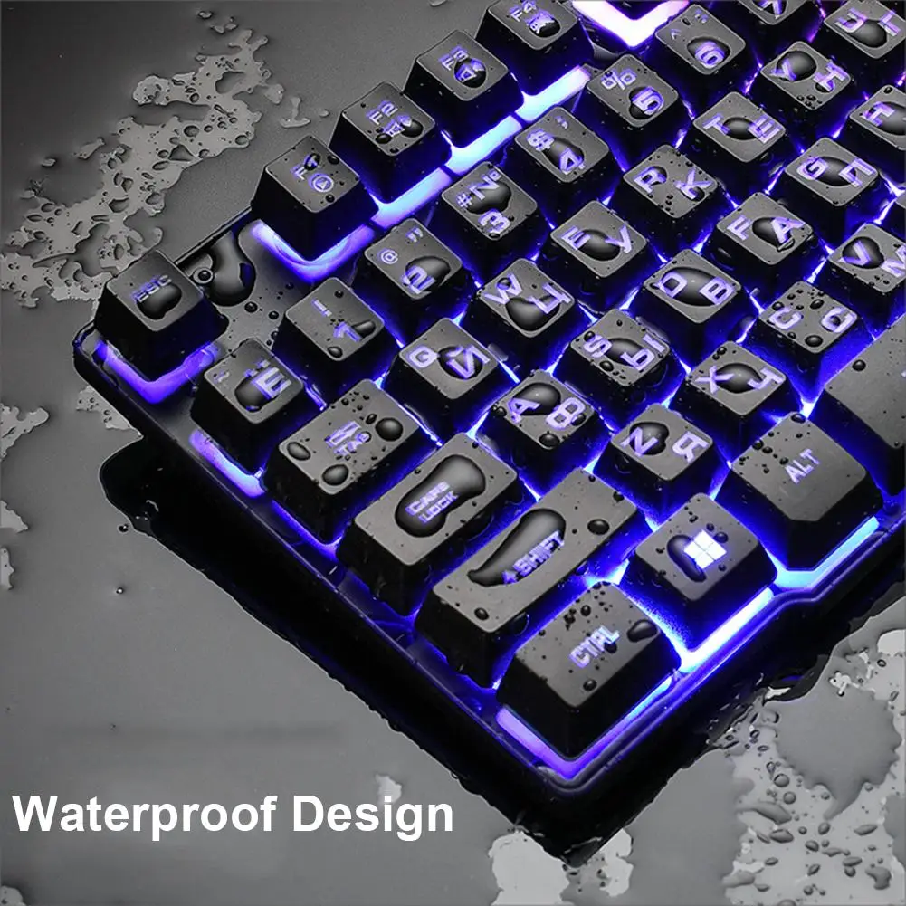 Gaming Keyboard and Mouse Set Wired Waterproof RGB Backlight Mechanical Game Keyboards with Mouse Kit Support 4