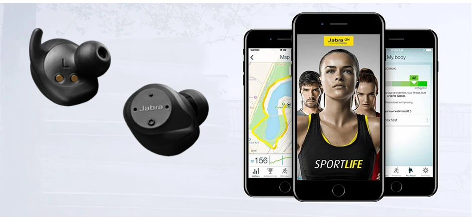 Jabra Elite Sport Advanced Smart True Беспроводные Bluetooth спортивные наушники с шумоподавлением водонепроницаемые для iPhone Android