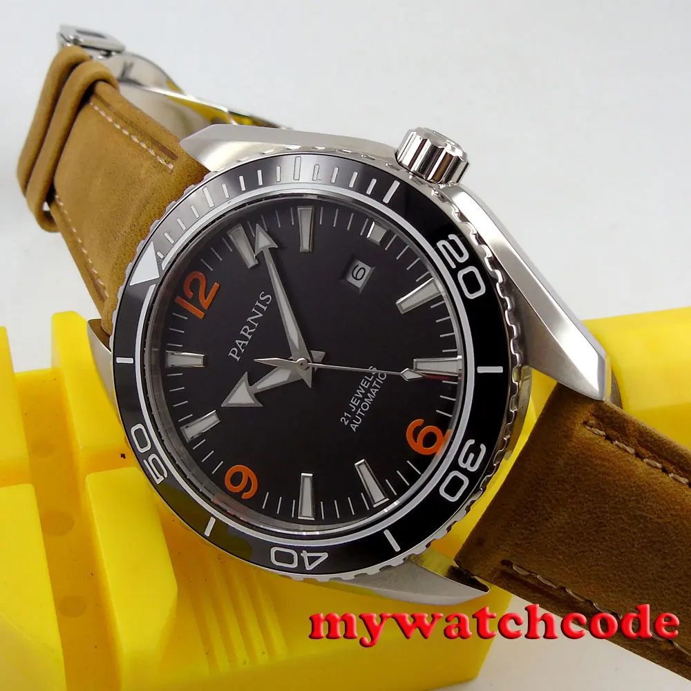 45mm Parnis black dial Sapphire Glass Ceramic Bezel Automatic mens Watch P388B 45mm Parnis black dial Sapphire Glass Ceramic Bezel Automatic mens Watch P388B