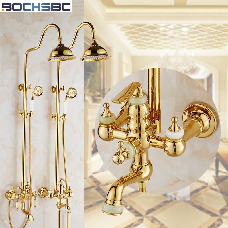 BOCHSBC Gold Shower Head Set European Style Vintage Shower Head with