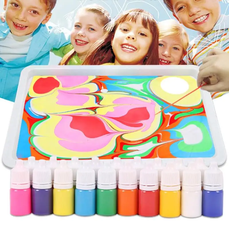 

9 color,6ml/pc Painting Pigment Set Children Water Extension Paint Non-toxic Art Painting Included Drawing Plate Pigments