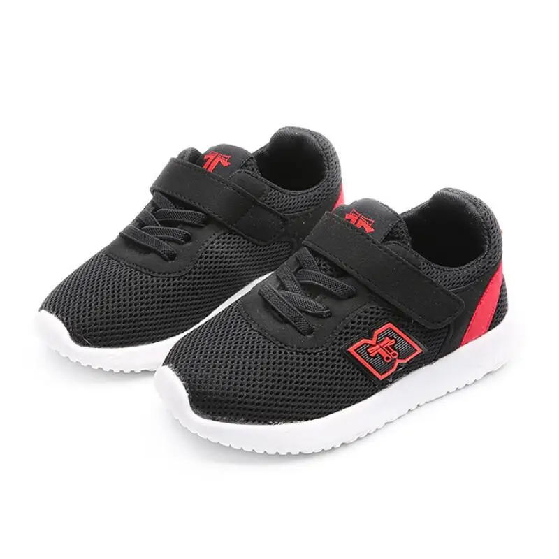 SKHEK Children Sport Shoes Autumn Spring New Fashion Breathable Kids Boys Air Mesh Shoes Girls Anti-Slippery Sneakers Baby Shoe - Цвет: Черный