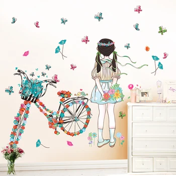 

Dropship Colomac Wall Stickers for Bedroom Ribbon Art Girl Back View Literary Girl Wall Stickers Living Room Home Improvement