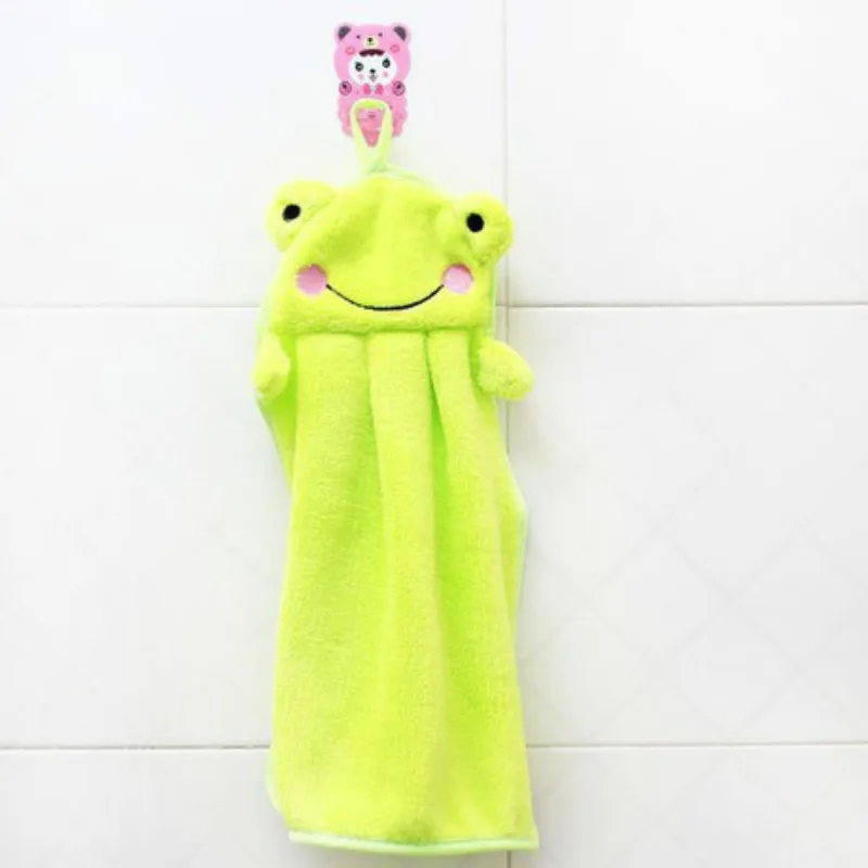 Детское полотенце для рук, детское полотенце для рук, детское полотенце из кораллового флиса с мультяшным животным, детское полотенце для ванной 28*36 см - Цвет: frog