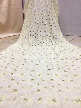 

French 3D Beaded Lace Fabrics African Nigerian Lace Fabric High Quality Lace Applique Material For Wedding Dress 5 Yards D61