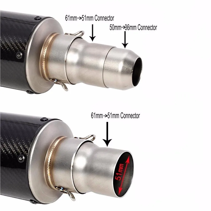 На входе 61 мм 51 мм Универсальный выхлопных для большинства мотоциклов изменение углеродного волокна глушитель трубы ЧПУ гонки Z800 ZX10R R6 r25 Стикеры