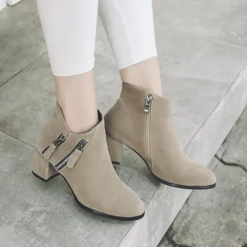 

Big Size - boots women shoes ankle boots for women ladies boots Double zipper metal trim tip