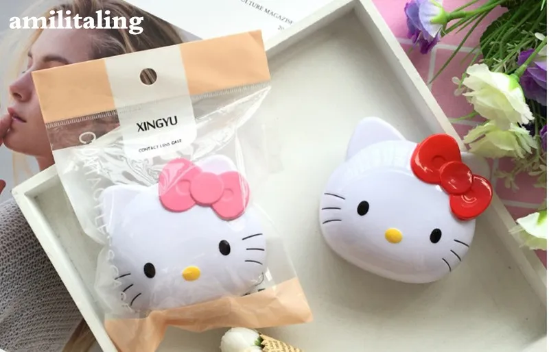 

New Cute Hello Kitty Design Contact Lens Case Soak Storage Box laa-D27
