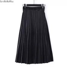 AreMoMuWha Весна Новая Универсальная свободная эластичная талия тонкая бархатная плиссированная юбка Женский соблазнительный обтягивающий юбка QX407
