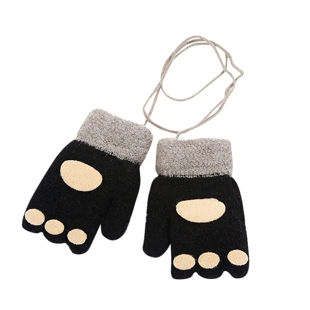 Детские перчатки, детские зимние вязаные теплые стеганые перчатки с принтом отпечатка пальцев, 20109 Новинка