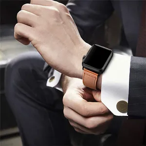 Image 2 - Kahverengi hakiki deri Band döngü kayışı Apple Watch için 4 3 2 1 38mm 40mm , VIOTOO erkek deri saat kayışı iwatch için 4 44mm