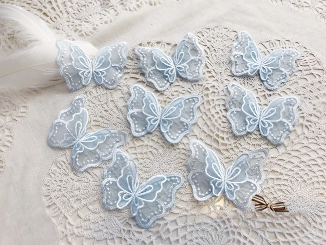 50-Piece Butterfly Lace Trim Set – Double Layer Organza Embroidery For DIY Sewing, Crafts, Wedding & Hair Decor - View #8