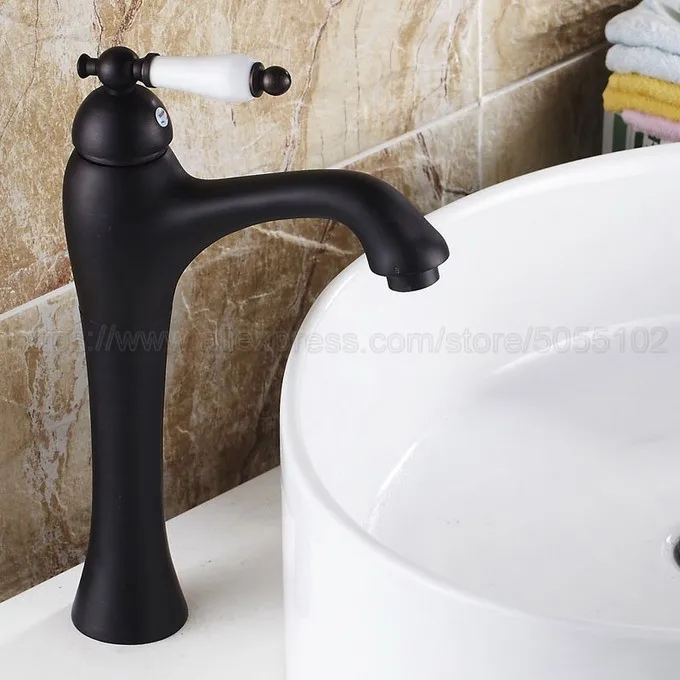 Oil Rubbed Bronze Bathroom Sink Basin Faucet Single Ceramic Handle Single Hole Deck Mounted basin tap znf551