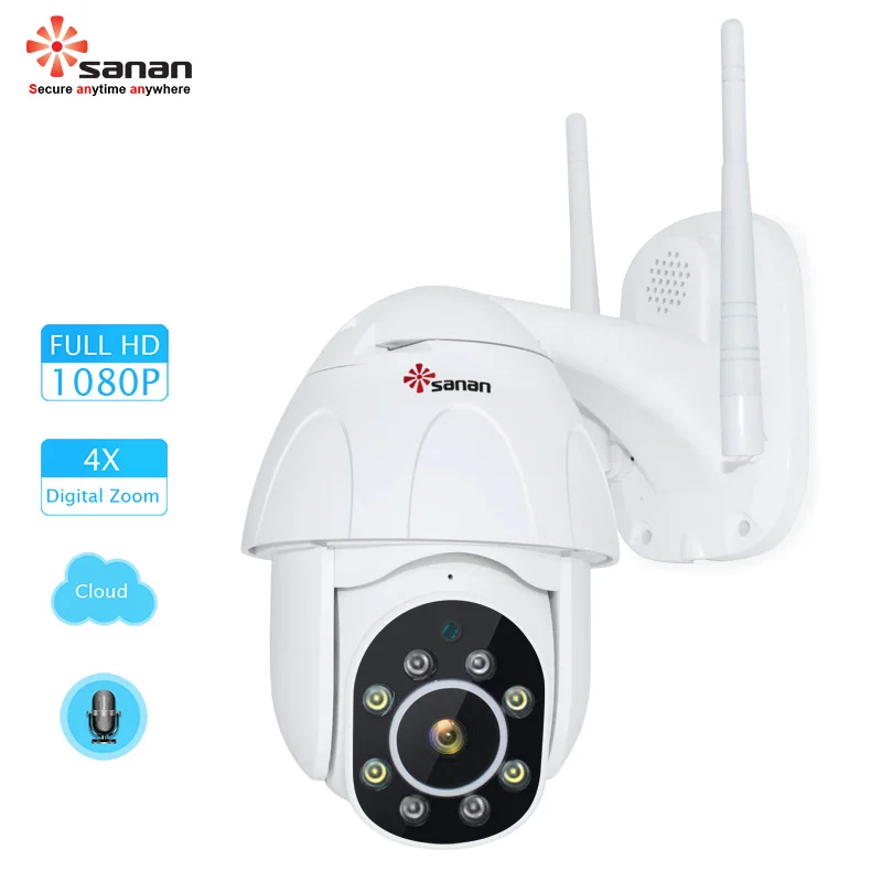 Prix SANAN 1080P suivi automatique PTZ caméra IP 4X Zoom vitesse dôme Wireles caméra de vidéosurveillance stockage en nuage Wifi caméra de sécurité extérieure YCC365