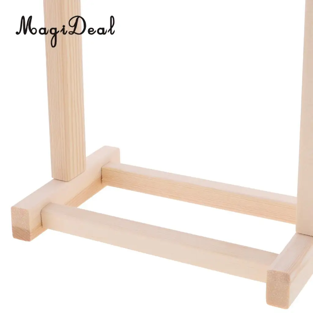 DIY Assembled Wooden Clothes Hanging Shelf&10 Pieces Clothes Hook Hanger for 12 Inch Dolls Dollhouse Bedroom Accs Decor