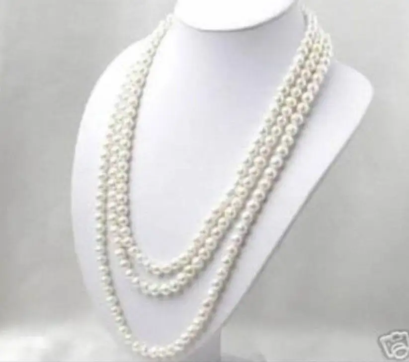 

Free shipping hot sale Women Bridal Wedding Jewelry >>6-7mm Natural White Akoya Cultured Pearl Round Beads Women Necklace 80